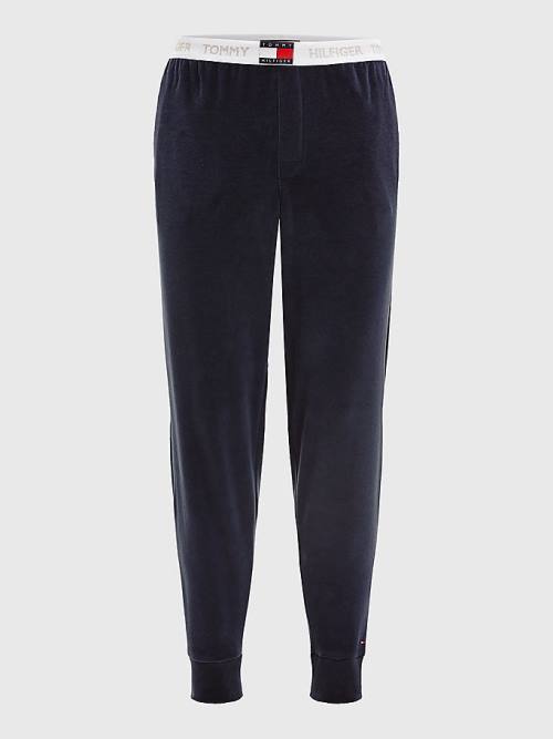 Tommy Hilfiger Velour Repeat Logo Joggers Pyjamas Heren Blauw | TH913NMV