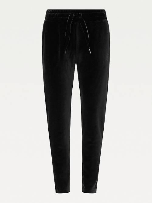 Tommy Hilfiger Velvet Straight Leg Broek Dames Zwart | TH480HBR