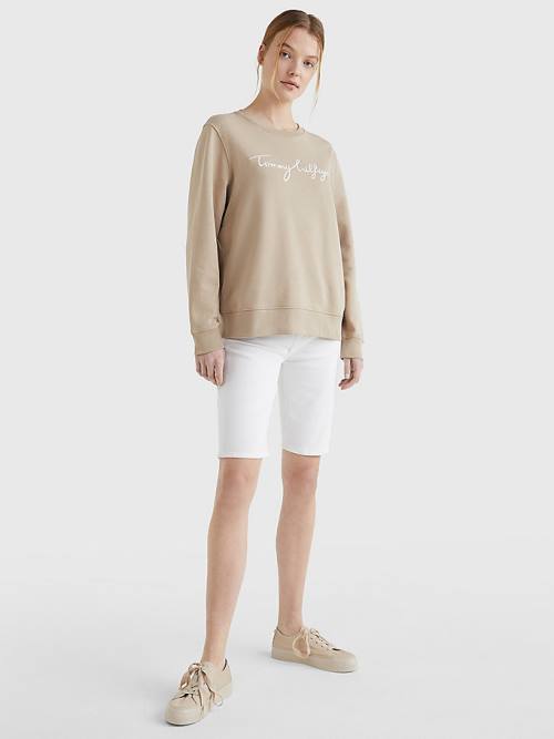 Tommy Hilfiger Venice Slim White Denim Korte Broek Dames Wit | TH312FBE