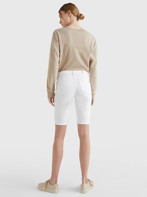 Tommy Hilfiger Venice Slim White Denim Korte Broek Dames Wit | TH312FBE