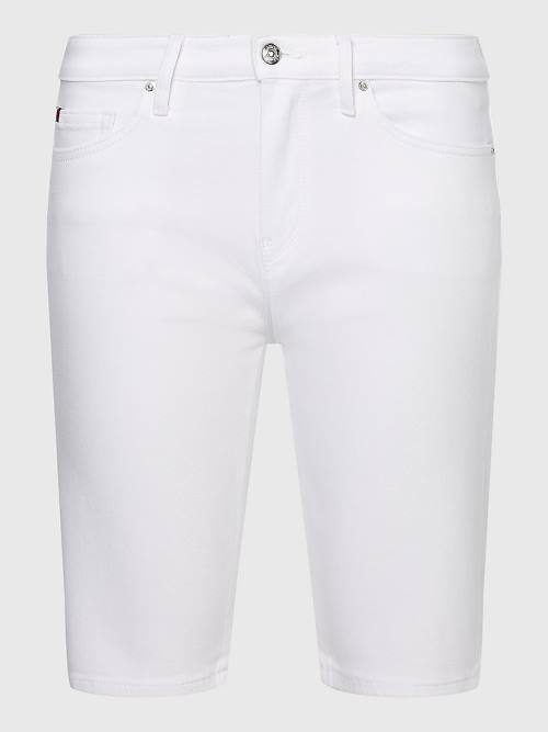 Tommy Hilfiger Venice Slim White Denim Korte Broek Dames Wit | TH312FBE