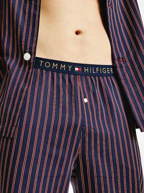 Tommy Hilfiger Vertical Stripe Trousers Pyjamas Heren Blauw | TH205UTL