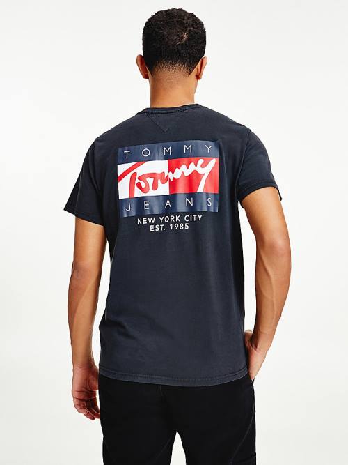 Tommy Hilfiger Vintage Flag Signature Logo T-shirts Heren Zwart | TH153RNC