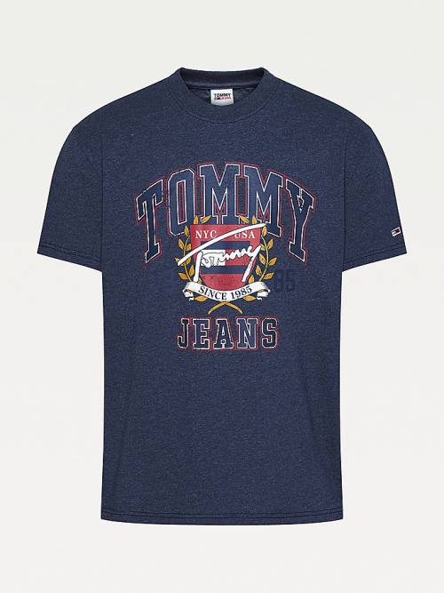 Tommy Hilfiger Vintage Logo Washed T-shirts Heren Blauw | TH013CSE