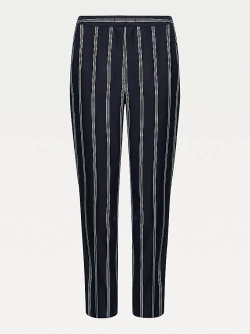 Tommy Hilfiger Viscose Stripe Tapered Broek Dames Zwart | TH318ZYL