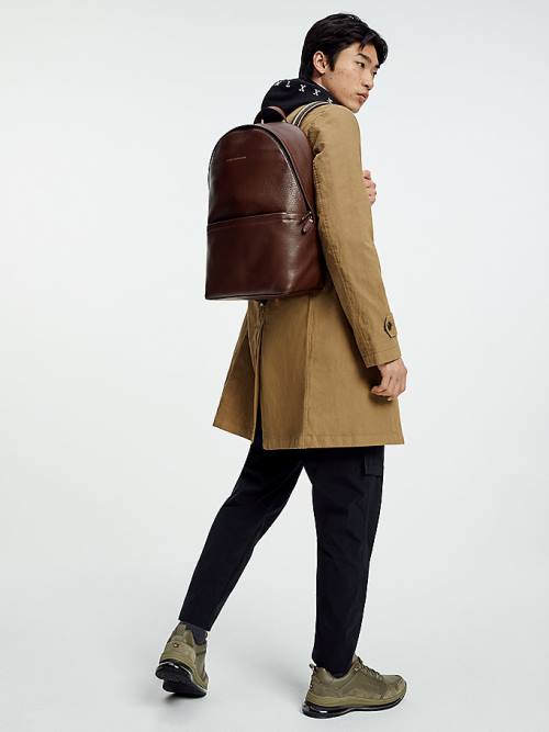 Tommy Hilfiger Vrijetijds Leren Backpack Tassen Heren Bruin | TH825ZHX