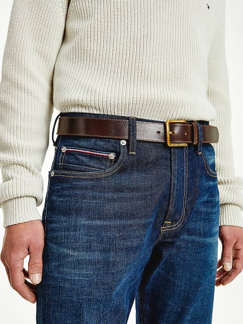 Tommy Hilfiger Vrijetijds Leren Riemen Heren Bruin | TH204MPR