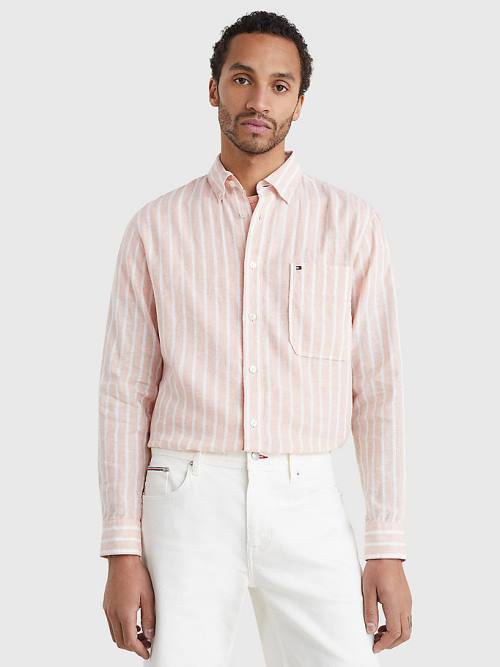 Tommy Hilfiger Vrijetijds Stripe Overhemd Heren Roze | TH974CMO