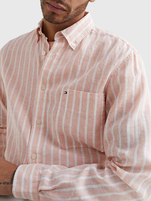 Tommy Hilfiger Vrijetijds Stripe Overhemd Heren Roze | TH974CMO