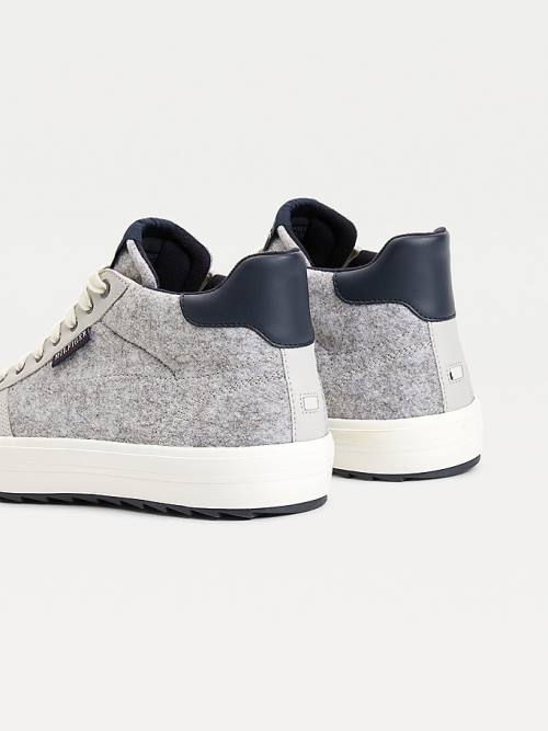 Tommy Hilfiger Vulcanised Felt High-Top Sneakers Heren Grijs | TH645XYD