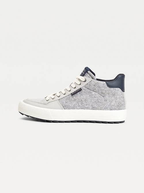 Tommy Hilfiger Vulcanised Felt High-Top Sneakers Heren Grijs | TH645XYD