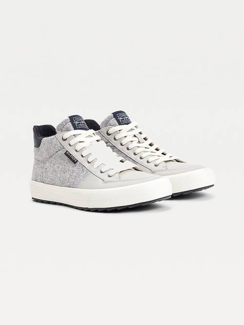 Tommy Hilfiger Vulcanised Felt High-Top Sneakers Heren Grijs | TH645XYD