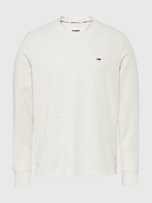 Tommy Hilfiger Waffle Crew Neck Long Sleeve Top T-shirts Heren Wit | TH901HAI