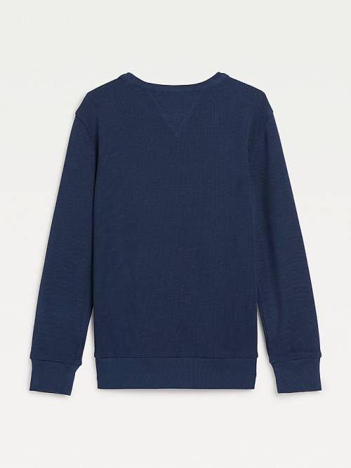 Tommy Hilfiger Waffle Long Sleeve T-shirts Jongens Blauw | TH475FDM