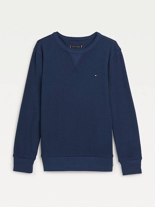 Tommy Hilfiger Waffle Long Sleeve T-shirts Jongens Blauw | TH475FDM