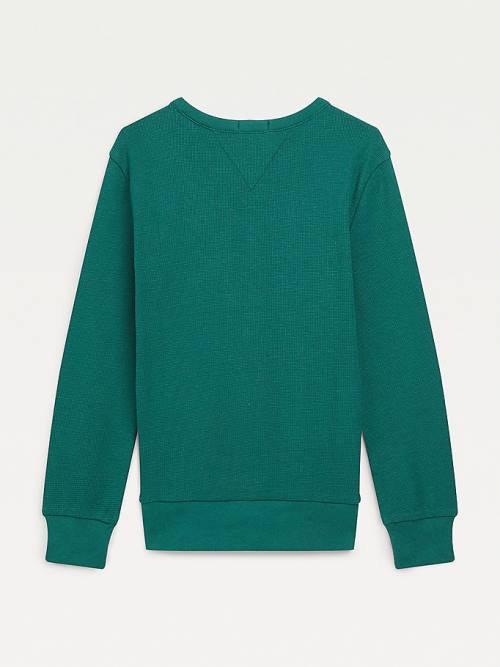 Tommy Hilfiger Waffle Long Sleeve T-shirts Jongens Groen | TH793FVP