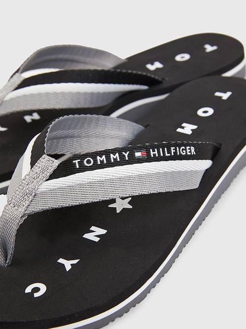 Tommy Hilfiger Webbing Beach Sandalen Dames Zwart | TH781SME