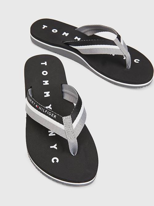 Tommy Hilfiger Webbing Beach Sandalen Dames Zwart | TH781SME