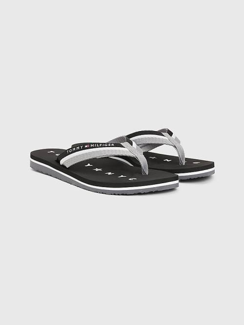 Tommy Hilfiger Webbing Beach Sandalen Dames Zwart | TH781SME