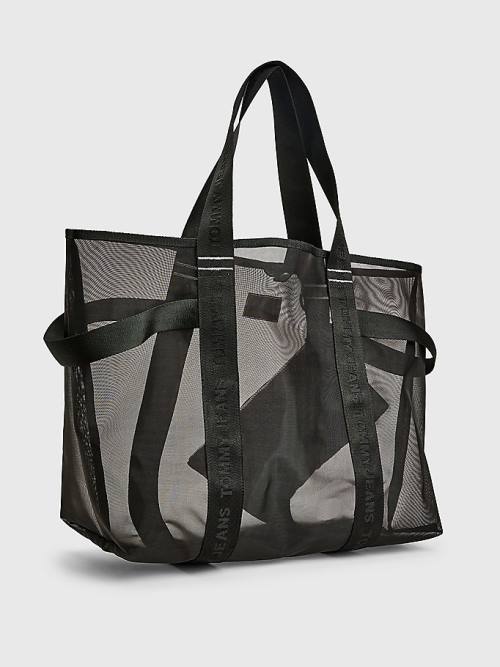 Tommy Hilfiger Weekender Webbing Tote Tassen Dames Zwart | TH962OBR