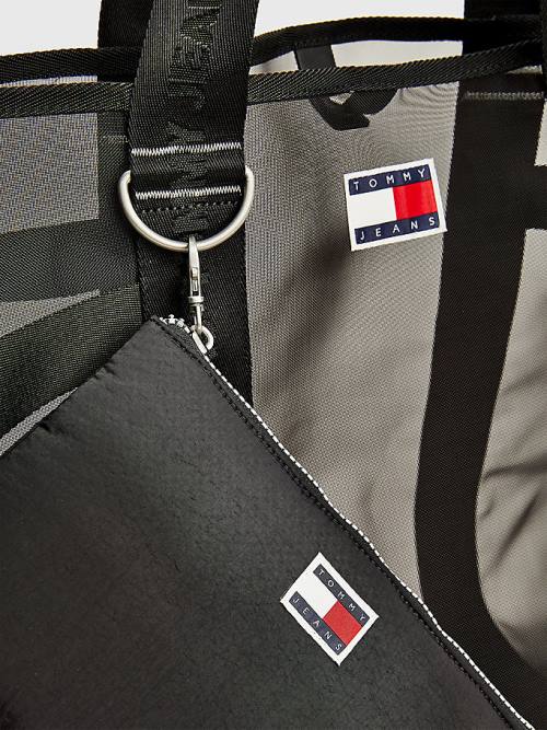 Tommy Hilfiger Weekender Webbing Tote Tassen Dames Zwart | TH962OBR