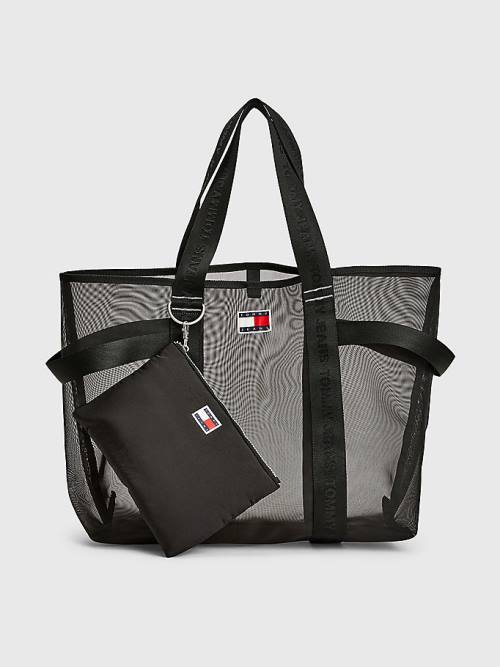 Tommy Hilfiger Weekender Webbing Tote Tassen Dames Zwart | TH962OBR