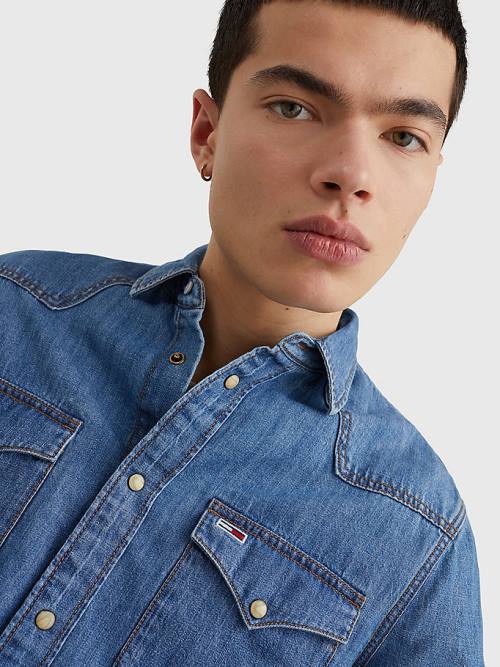 Tommy Hilfiger Western Organic Katoenen Denim Overhemd Heren Denim | TH293XVM