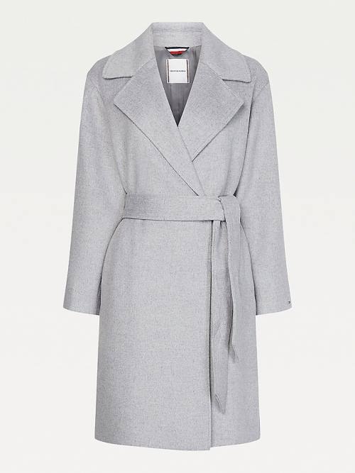 Tommy Hilfiger Wool Blend Belted Jassen Dames Grijs | TH798ZMY