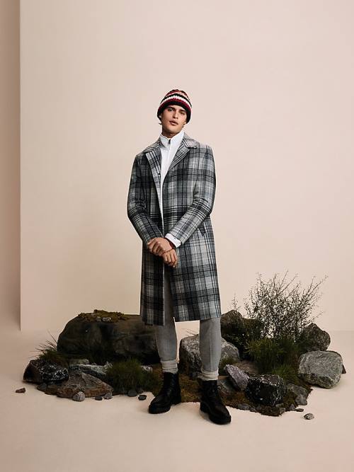 Tommy Hilfiger Wool Blend Plaid Check Car Jassen Heren Grijs | TH570VYQ