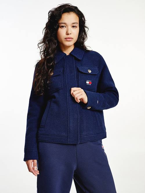 Tommy Hilfiger Wool Blend Quilted Jassen Dames Blauw | TH823MCP