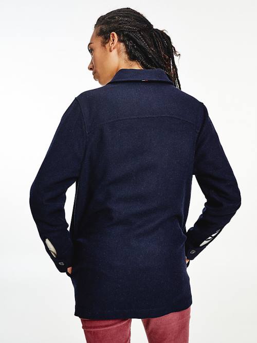 Tommy Hilfiger Wool Blend Shacket Jassen Dames Blauw | TH807BWS