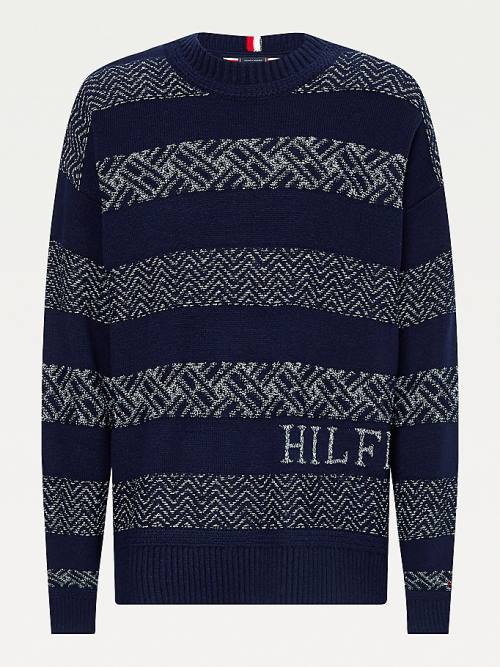 Tommy Hilfiger Wool Oversized Fair Isle Jumper Truien Heren Blauw | TH201OXD