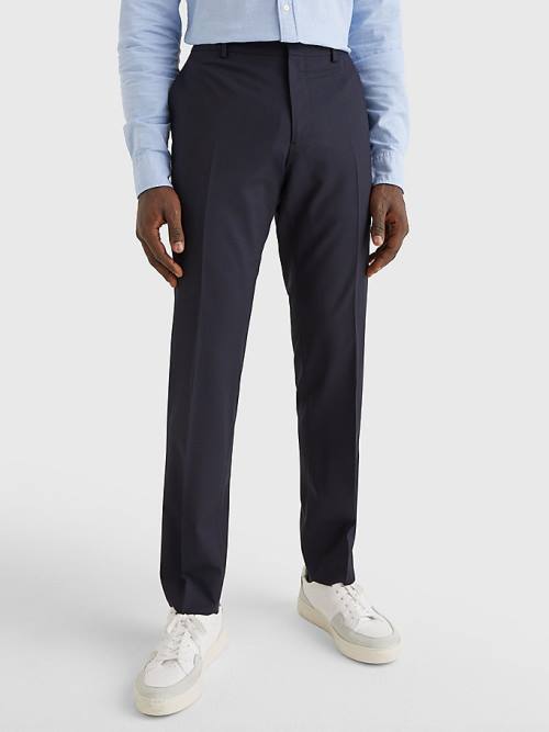 Tommy Hilfiger Wool Slim Fit Broek Heren Blauw | TH198JED