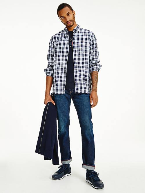 Tommy Hilfiger Woven Check Regular Fit Overhemd Heren Blauw | TH469QLC