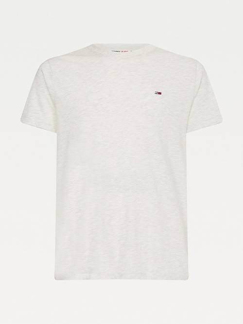 Tommy Hilfiger Woven Heathered Slim Fit T-shirts Heren Wit | TH382JMN