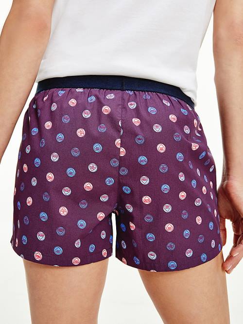 Tommy Hilfiger Woven Print Shorts Pyjamas Dames Paars | TH482NLZ