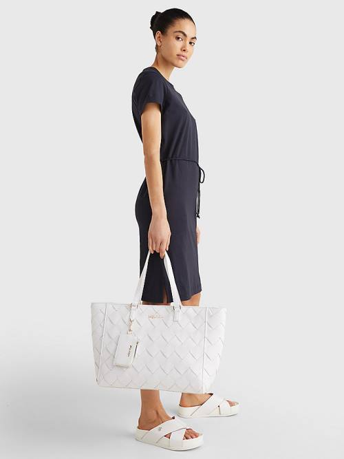 Tommy Hilfiger Woven Tote Tassen Dames Wit | TH918IQS