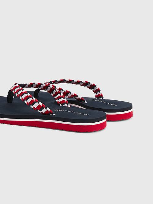 Tommy Hilfiger Woven Webbing Flip-Flops Sandalen Dames Blauw | TH032EWA