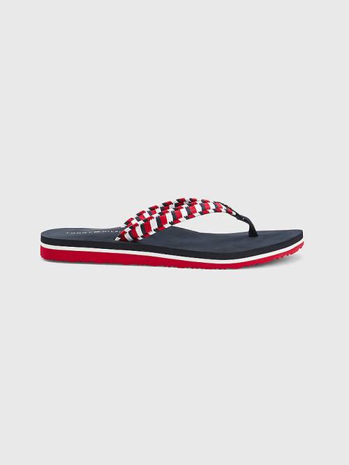 Tommy Hilfiger Woven Webbing Flip-Flops Sandalen Dames Blauw | TH032EWA