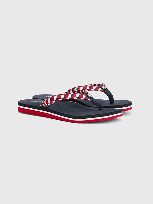 Tommy Hilfiger Woven Webbing Flip-Flops Sandalen Dames Blauw | TH032EWA