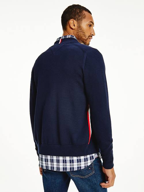 Tommy Hilfiger Zip-Thru Baseball Collar Cardigan Truien Heren Blauw | TH639KPE