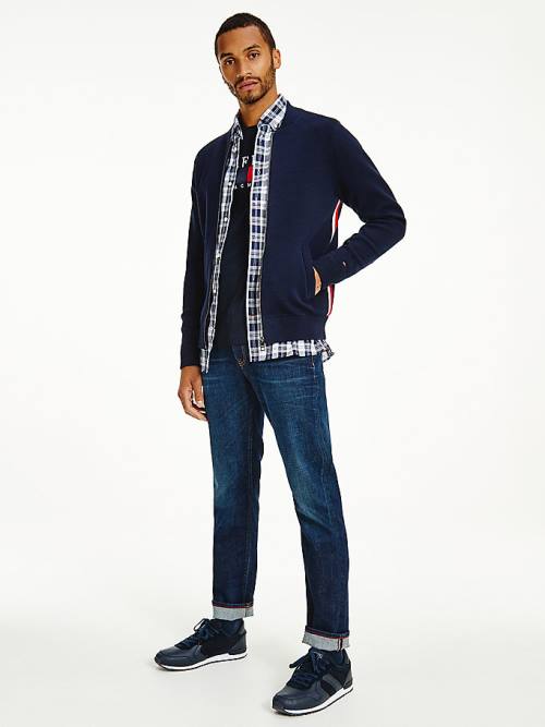 Tommy Hilfiger Zip-Thru Baseball Collar Cardigan Truien Heren Blauw | TH639KPE