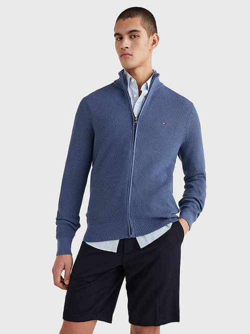 Tommy Hilfiger Zip-Thru High Neck Cardigan Truien Heren Blauw | TH479MTY