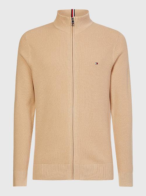 Tommy Hilfiger Zip-Thru High Neck Cardigan Truien Heren Beige | TH952UED