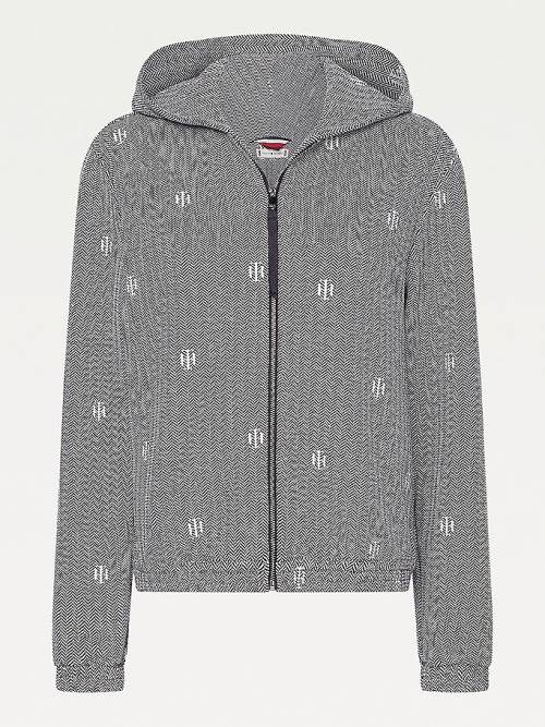 Tommy Hilfiger Zip-Thru Relaxed Fit Jacquard Jersey Jassen Dames Grijs | TH514IAK