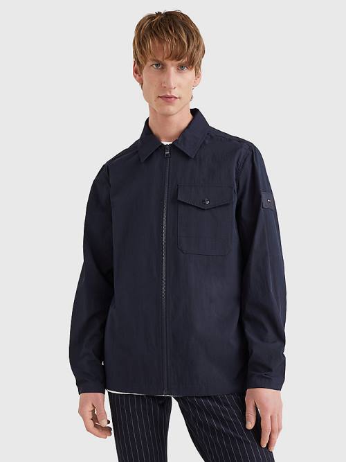 Tommy Hilfiger Zip-Thru Shirt Jassen Heren Blauw | TH438REG